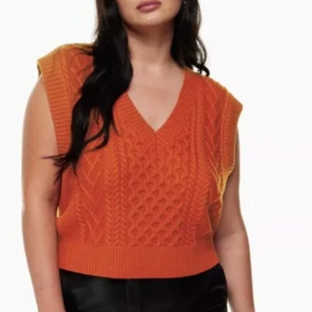 ARITZIA BABATON Emporia Knit Vest, Rust, XS
